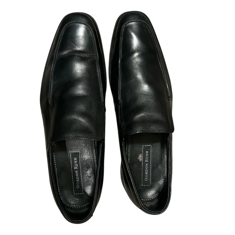 Gordon Rush Cole Black Leather Loafers Sz 13 Made In Italy Driving Shoes Slip On